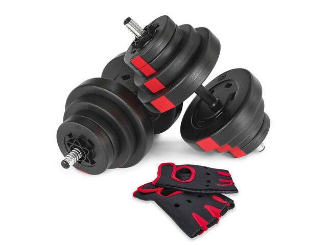 Гантелі композитні Hop-Sport 2х20кг PRO з рукавичками (2 пари) - Фото 1