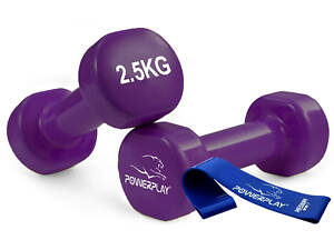 Гантелі вінілові PowerPlay 4125 Achilles 2*2.5 кг. Фіолетові (пара - 2шт.)