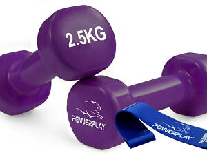 Гантелі вінілові PowerPlay 4125 Achilles 2*2.5 кг. Фіолетові (пара - 2шт.)