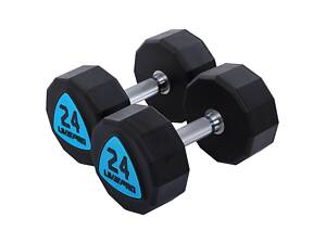 Гантелі цільні LiveUp LP8003-24 24 кг 2 шт Чорно-сині (LP8003-24)