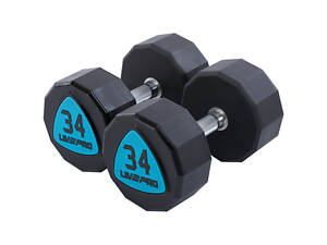 Гантелі цілісні LiveUp LP8003-34 34 кг 2 шт Чорно-сині (LP8003-34)