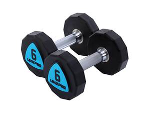 Гантелі цільні LiveUp LP8003-6 6 кг 2 шт Чорно-сині (LP8003-6)