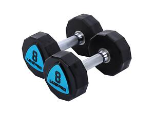 Гантелі цілісні LiveUp LP8003-8 8 кг 2 шт Чорно-сині (LP8003-8)