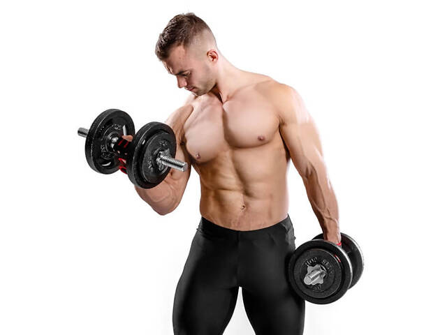 Гантеля металлическая Hop-Sport New 30кг с перчатками. - Фото 6