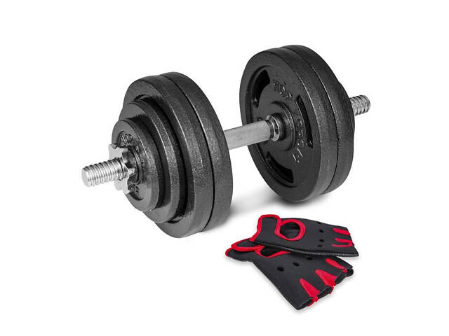 Гантеля металлическая Hop-Sport New 30кг с перчатками. - Фото 1