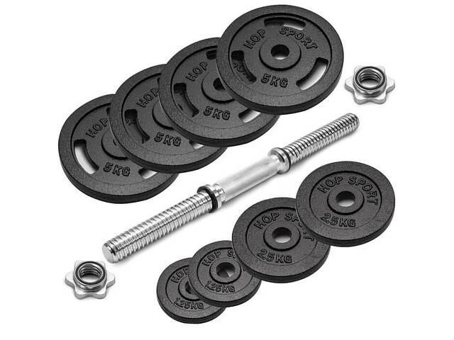 Гантеля металлическая Hop-Sport New 30кг с перчатками. - Фото 7