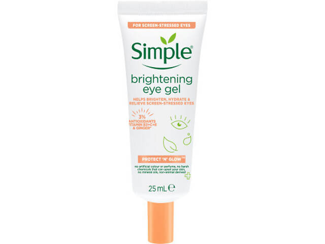Гель для обличчя Simple Brightening Eye Gel Protect N Glow Освітлюючий для області навколо очей 25 мл (8720181074578) - Фото 1
