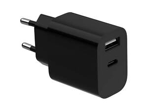 Gembird TA-UC-2AC12-01-BK (USB Type A + USB Type C) Мережевий зарядний пристрій