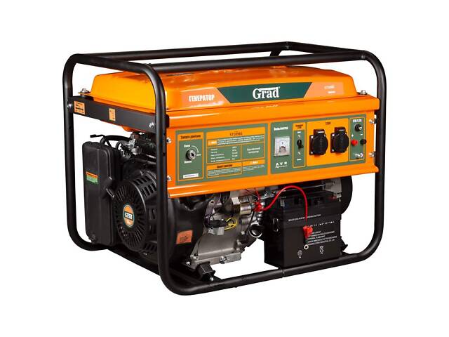 Генератор бензиновый 220В 7.0/7.5кВт 4-х тактный электрозапуск GRAD (5710985)