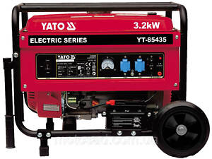 Генератор струму бензиновий YATO: P= 3.2 кВт, U= 230V AC і 12V DC, витрата- 1.45 л/г, бак- 15 л