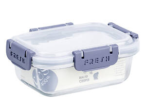 Герметичный ланч бокс 400 (мл) контейнер для еды стеклянный прямоугольный Фиолетовый