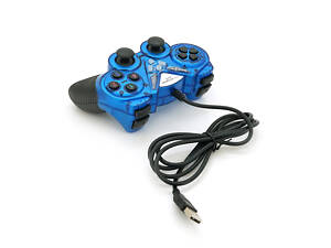 Геймпад Brazzers BR-8600 дротовий для ПК, USB 2.0, Double Shock, Blue, Blister