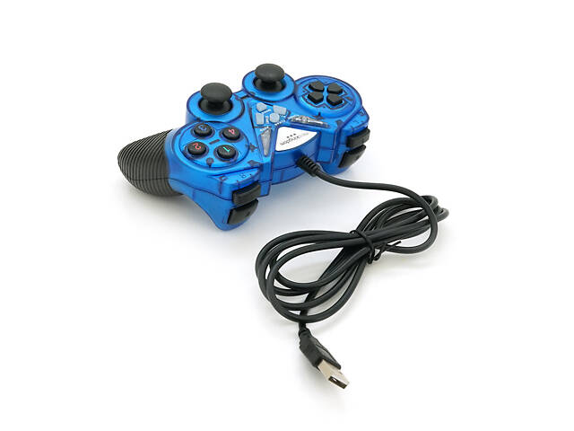 Геймпад Brazzers BR-8600 дротовий для ПК, USB 2.0, Double Shock, Blue, Blister - Фото 1