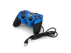 Геймпад дротовий для ПК USB-908 USB 2.0 Double Shock (Blue)