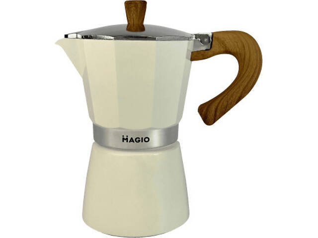 Гейзерная кофеварка Magio Бежева 9 порції 450 мл (MG-1009) - Фото 1