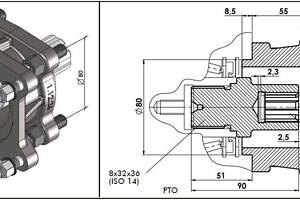 ГидроАдаптер переходник КОМ ISO - насос НШ (4Х4) Binotto