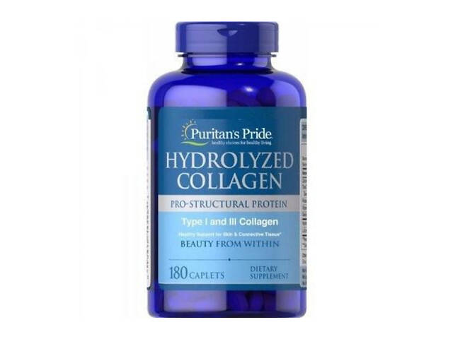 Гідролізований колаген Puritan's Pride Hydrolyzed Collagen 1000 mg 180 caplets - Фото 1