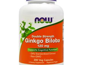 Гинкго Билоба, Ginkgo Biloba, Double Strength, Now Foods, 120 мг, 200 капсул