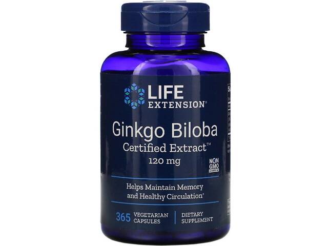 Гинкго Билоба, Ginkgo Biloba, Life Extension, сертифицированный экстракт, 120 мг, 365 капсул Гинкго Билоба, Ginkgo Biloba, Life Extension, сертифицированный экстракт, 120 мг, 365 капсул