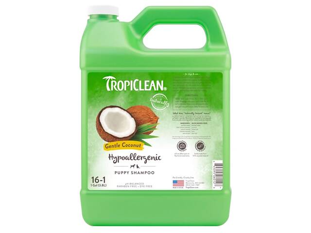 Гипоаллергенный шампунь для щенков и котят TropiClean (ТропиКлин) Нежный Кокос 3.8 л - Фото 1