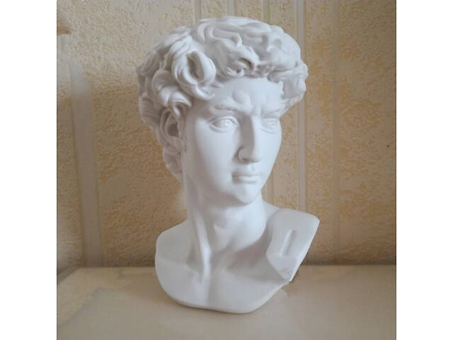 Гипсовая фигура головы Давида RESTEQ. Гипсовая фигура Микеланджеловский бюст Давида 10х10х15см