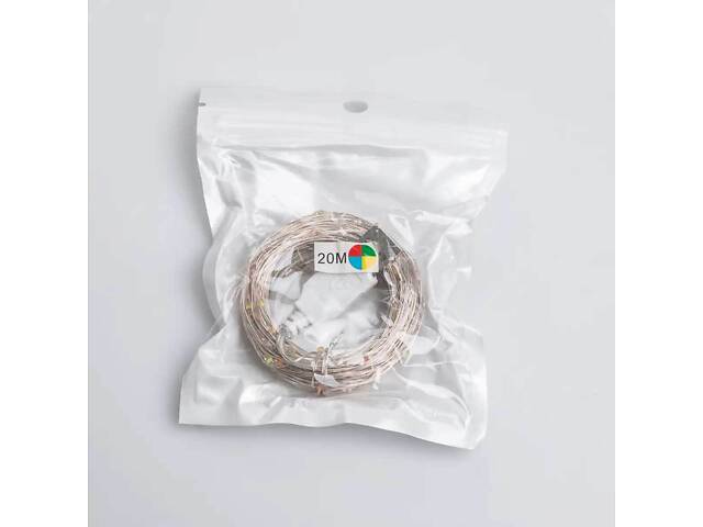 Гирлянда роса 20 метров USB на 200 led светодиодов капля 20 метров белый провод мультиколор USB200L20MWML - Фото 4