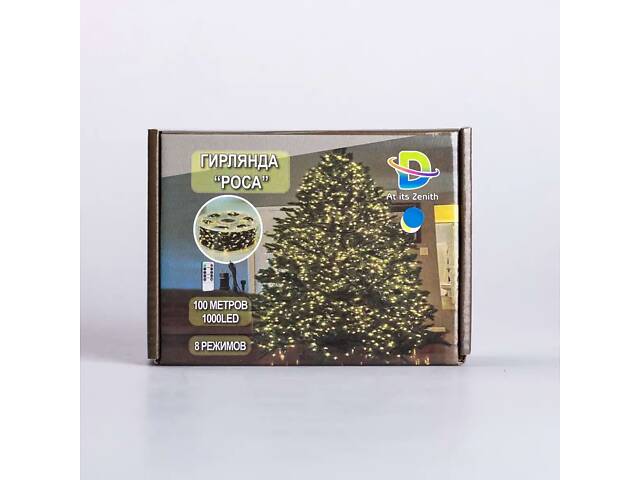 Гирлянда роса на пульте 100 метров на 1000 led светодиодов капля на зеленой проволоке синяя 1000L100MGBL. - Фото 6