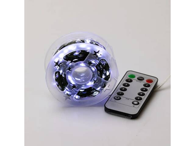 Гирлянда роса на пульте 50 метров на 500 led светодиодов капля на зеленой проволоке белая 500L50MGW - Фото 4