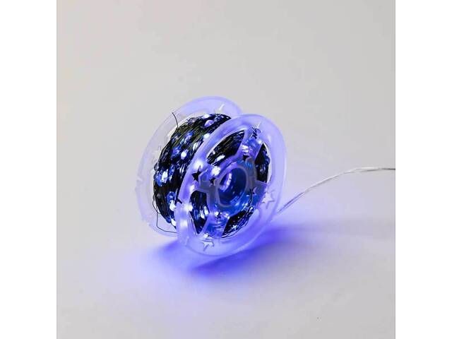 Гирлянда роса на пульте 50 метров на 500 led светодиодов капля на зеленой проволоке синяя 500L50MGBL. - Фото 3