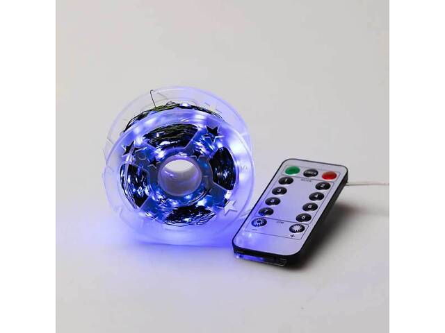 Гирлянда роса на пульте 50 метров на 500 led светодиодов капля на зеленой проволоке синяя 500L50MGBL. - Фото 4