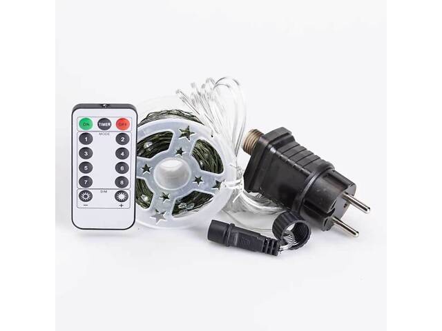 Гирлянда роса на пульте 50 метров на 500 led светодиодов капля на зеленой проволоке синяя 500L50MGBL. - Фото 5