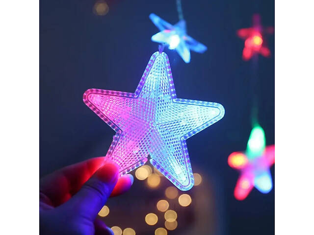 Гірлянда-штора 120LED Зіркопад XMAS Multi, Мультиколор / Світлодіодна гірлянда на вікно 3*1,8 м (234568504_419) - Фото 4