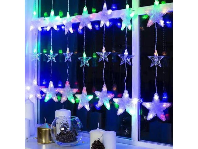 Гірлянда-штора 120LED Зіркопад XMAS Multi, Мультиколор / Світлодіодна гірлянда на вікно 3*1,8 м (234568504_419) - Фото 5
