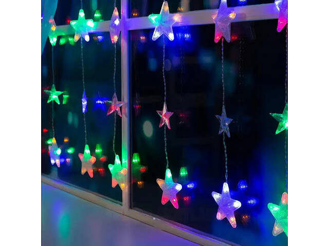 Гірлянда-штора 120LED Зіркопад XMAS Multi, Мультиколор / Світлодіодна гірлянда на вікно 3*1,8 м (234568504_419) - Фото 7