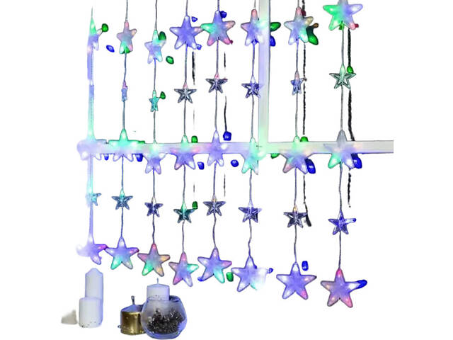 Гірлянда-штора 120LED Зіркопад XMAS Multi, Мультиколор / Світлодіодна гірлянда на вікно 3*1,8 м (234568504_419) - Фото 10