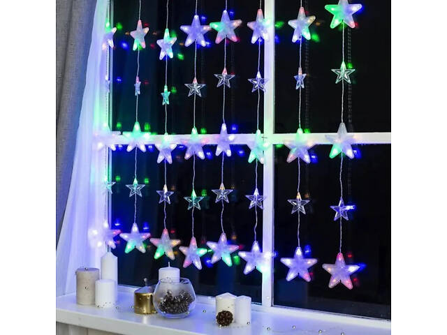 Гірлянда-штора 120LED Зіркопад XMAS Multi, Мультиколор / Світлодіодна гірлянда на вікно 3*1,8 м (234568504_419) - Фото 3