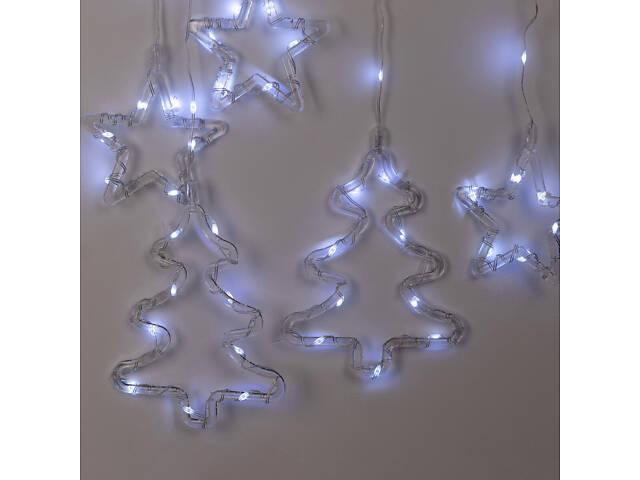 Гирлянда штора светодиодная GarlandoPro звезда и елка 120LED 3х0,9 м 8 режимов Белый 1733071W - Фото 7