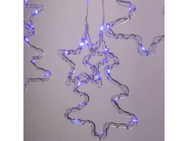 Гирлянда штора светодиодная GarlandoPro звезда и елка 120LED 3х0,9 м 8 режимов Синий 1733070BL - Фото 2