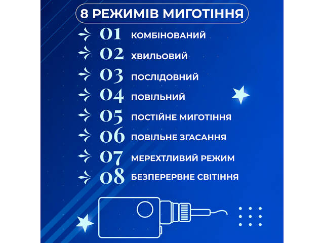 Гирлянда штора светодиодная GarlandoPro звезда и елка 120LED 3х0,9 м 8 режимов Синий 1733070BL - Фото 5