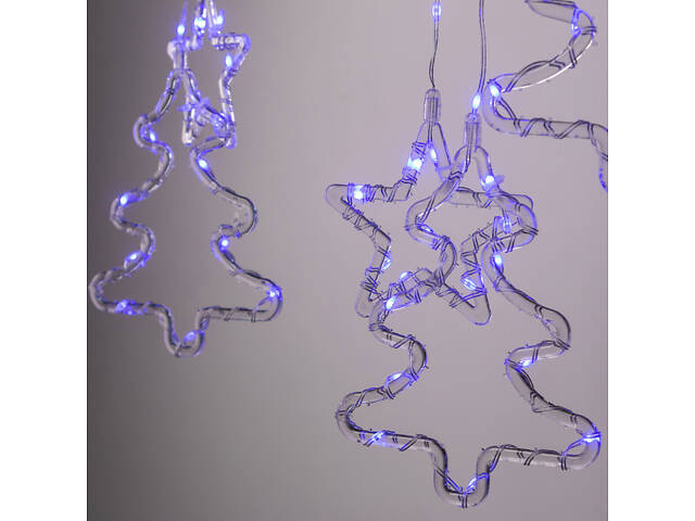 Гирлянда штора светодиодная GarlandoPro звезда и елка 120LED 3х0,9 м 8 режимов Синий 1733070BL - Фото 6