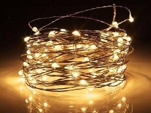 Гірлянда світлодіодна на батарейках Mine Роса 100 LED 10 м Жовтий (hub_207d2c)