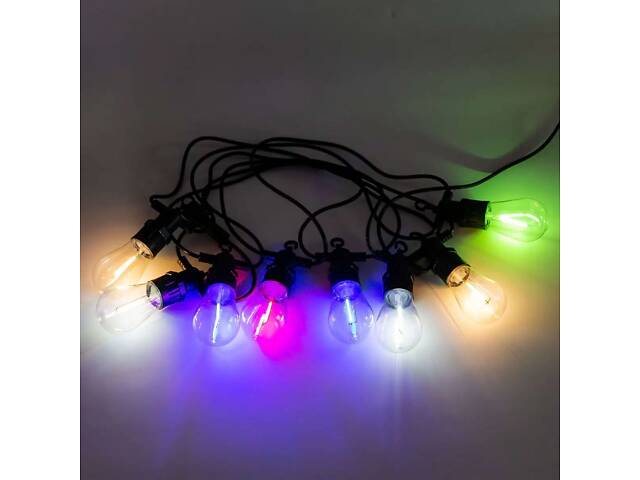 Гірлянда вулична у стилі ретро світлодіодна мультиколор S14 на 10 LED ламп завдовжки 5 метрів S14ML - Фото 2