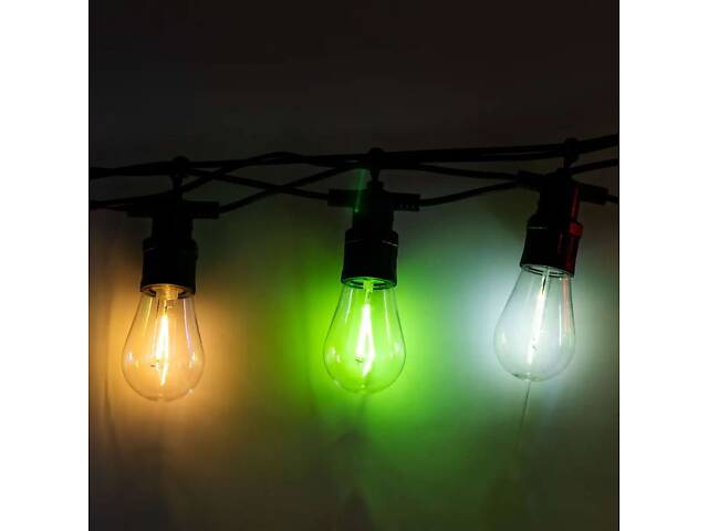 Гірлянда вулична у стилі ретро світлодіодна мультиколор S14 на 10 LED ламп завдовжки 5 метрів S14ML - Фото 6