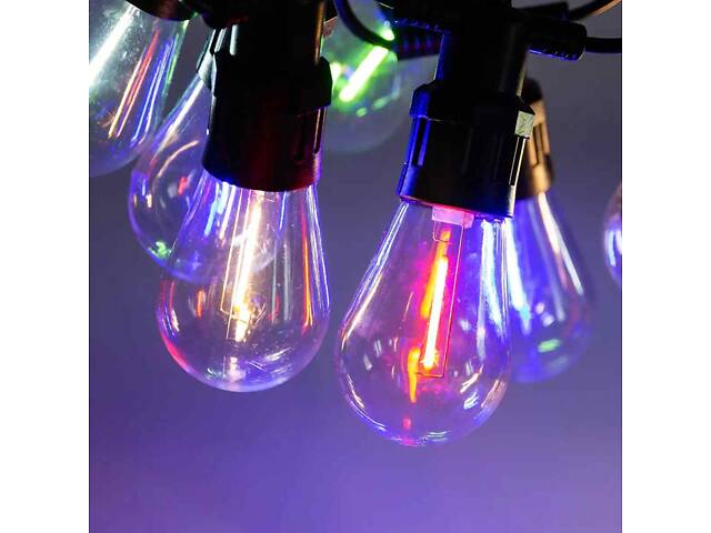 Гірлянда вулична у стилі ретро світлодіодна мультиколор S14 на 10 LED ламп завдовжки 5 метрів S14ML - Фото 5