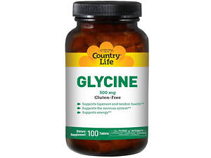 Глицин, Glycine, Country Life, 500 мг, 100 таблеток