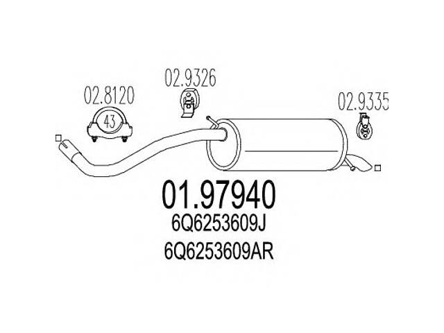 Глушитель для моделей: SEAT (IBIZA), SKODA (FABIA,FABIA), VOLKSWAGEN (POLO)