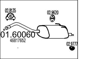 Глушитель FORD KA (RU8) / FIAT 500 (312_) / FIAT PANDA (169_) 2003-2016 г.