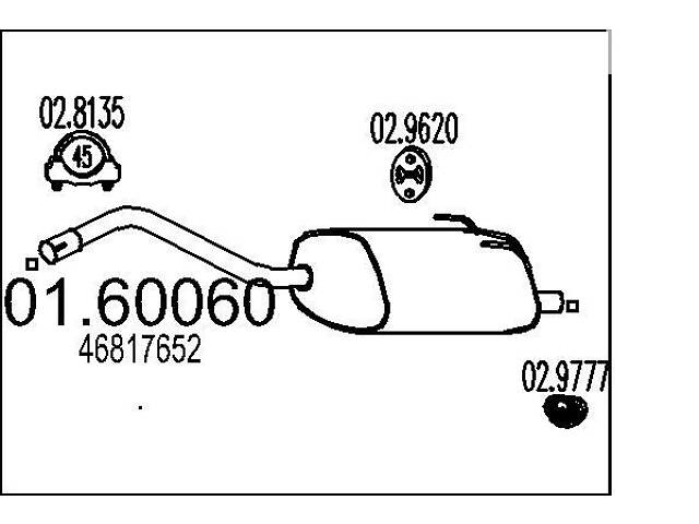 Глушитель FORD KA (RU8) / FIAT 500 (312_) / FIAT PANDA (169_) 2003-2016 г.