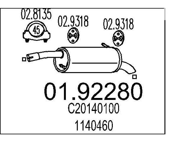 Глушитель MAZDA 2 (DY) / FORD FUSION (JU_) / FORD FIESTA (JH_, JD_) 2001-2014 г.