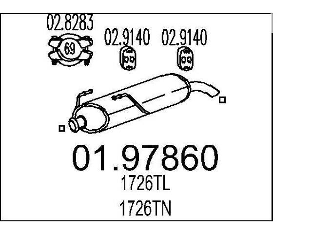 Глушитель PEUGEOT 206 / PEUGEOT 206+ (2L_, 2M_) 1998-2013 г.